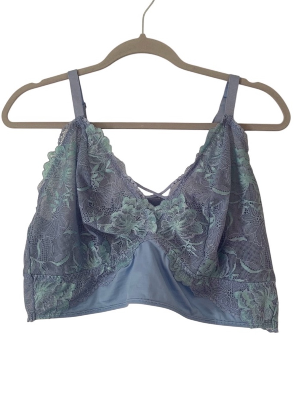 Torrid Periwinkle Lavender Floral Lace Bralette Size 2 Plus Size Adjustable